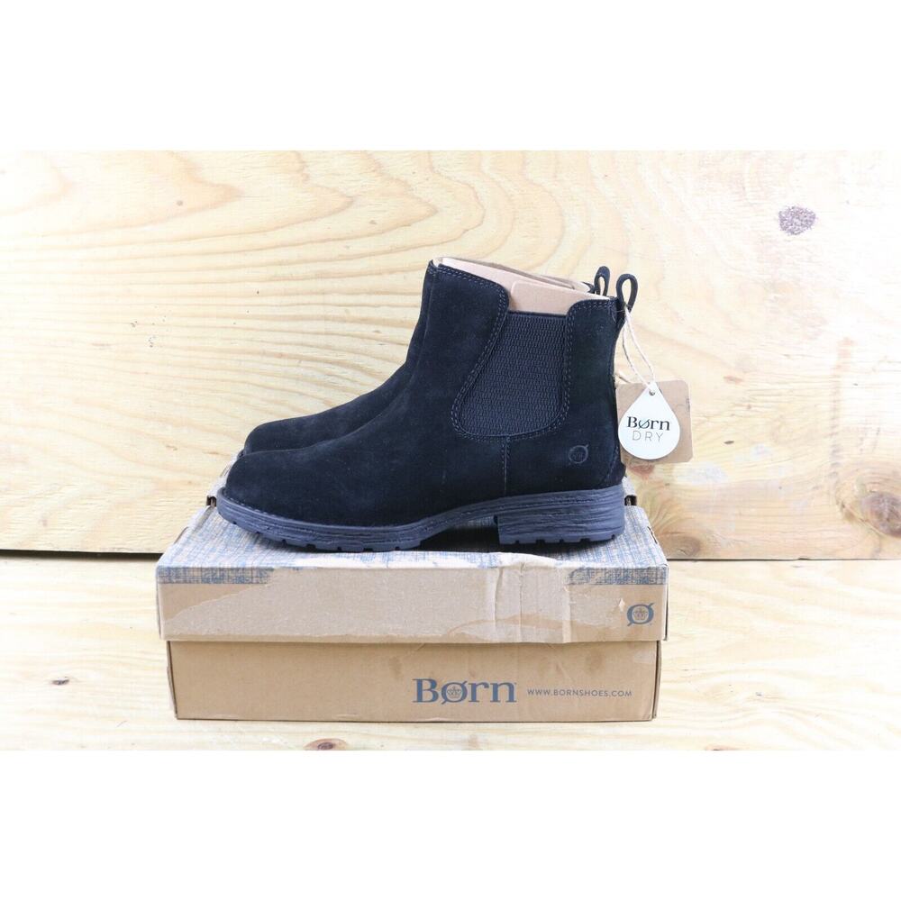 Born Boots 9 M Womens Black Suede Cove Chelsea Slip On Shoes Ankle New